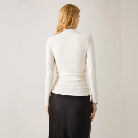 OGL Mid Thermal Ruched Sides Tuckable Mockneck Top - off white - Picture 3 of 3